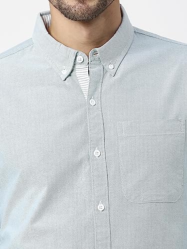 Image of Thomas Scott Men's Premium Slim Fit 100% Cotton Casual Shirt | Button-Down Collar | Full Sleeves | Solid Shirt for Men