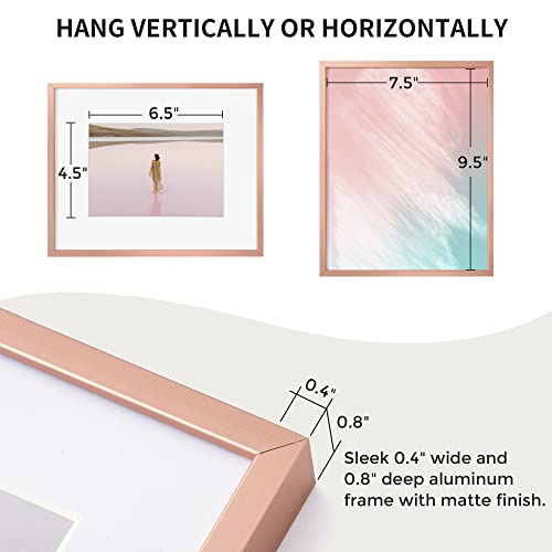 8X10 Metal Picture Frame- 8X10 Aluminum Photo Frames With 5X7 Mat, Tempered Glass Front, And Hanging Hardware - Ideal For Wall Or Tabletop Display - Premium Metal Picture Frame Collection(Rose Gold, Pack Of 1) #TOP1