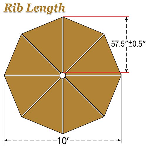 Strong Camel Replacement Patio Umbrella Canopy Cover For 10Ft 8 Ribs Umbrella (Canopy Only)-Tan #TOP1