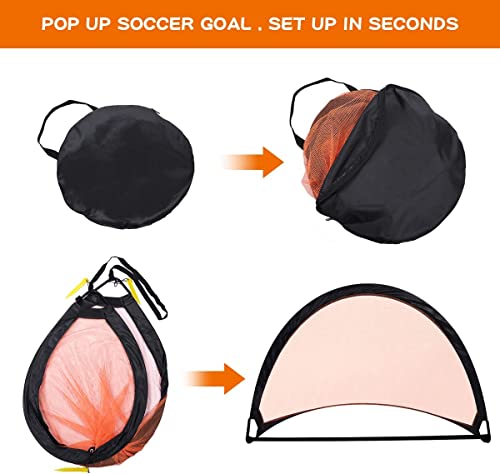 Pop Up Soccer Goal, 4X2.7X2.7 FT Set of 2 Kids Soccer Net for Backyard, Portable Soccer Training Net with Carrying Bags, Toddler Soccer Goals Instant Soccer Play - Thumbnail 4