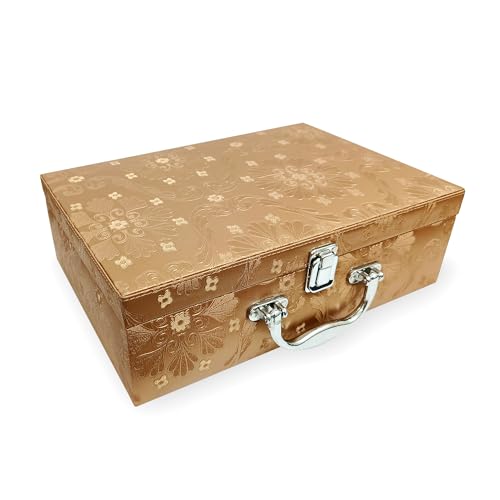 Image of LEDO Bangle Box Organizer Jewellery Case for Women in PU Leather with 4 Rods in Golden & Cherry colour