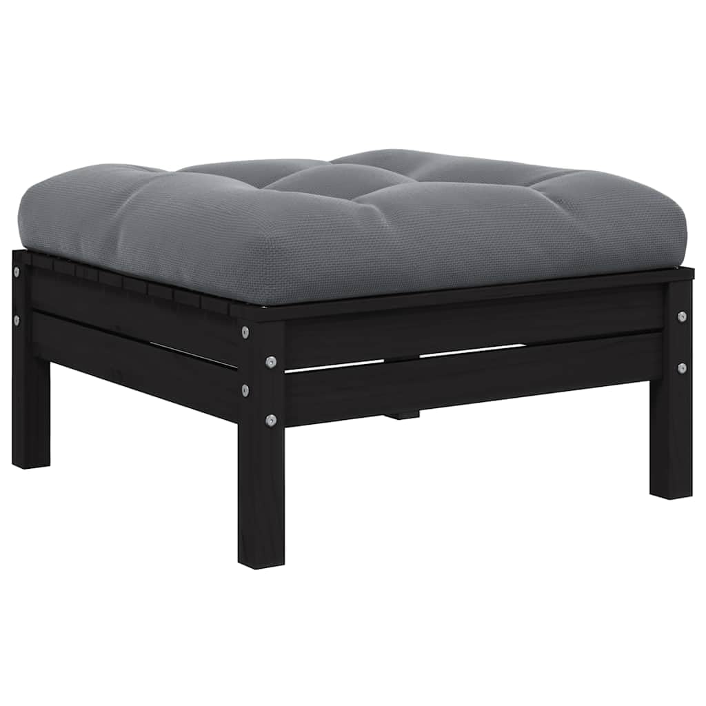 Tabouret de jardin avec coussin anthracite 63,5 cm et élément de canapé modulable en pin