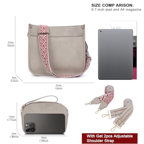 Image of HKCLUF Crossbody Bag Purse for Women 2PCS /Set Leather Hobo Handbag Wallet Set With 2Adjustable Guitar Strap Shoulder Bag | Purse