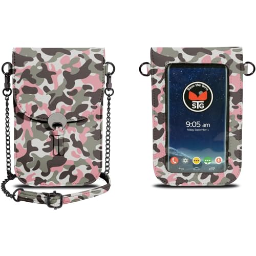 Cell Phone Purse Colorado (Grey Camo) - Touch Screen Women’s Crossbody Handbags With Chain Shoulder Strap - Cell Phone Holder & Crossbody Purse for Concert, Stadium Events & Sports