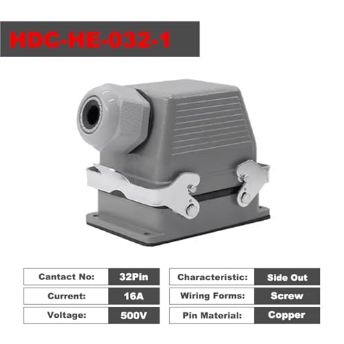 Conectores resistentes HDC-HE-032 tornillo macho hembra 32 pin 16A industrial 2