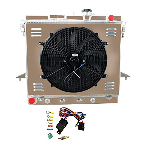 OzCoolingParts 2 Row Core All Aluminum Radiator + 14 Cooling Fan w Louver Shourd Kit for 2006-2012 07 08 09 10 11 Chevy Colorado, GMC Canyon, Hummer H3 H3T, 3.5L 5.3L