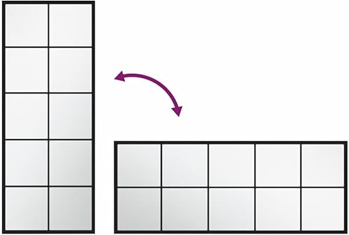Miniatura 5 de vidaXL Espejo de pared, negro, rectangular, para montar en la pared, 7.9 x 19.7 pulgadas, hierro recubierto de polvo y vidrio, ideal para