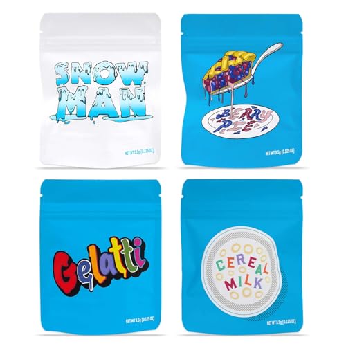 100Pcs Mylar Bags Cali Packs 3.5g Resealable Cali Packs for Snacks Jewelry Spice Samples Ziplock Food Storage Bags (10x13cm)