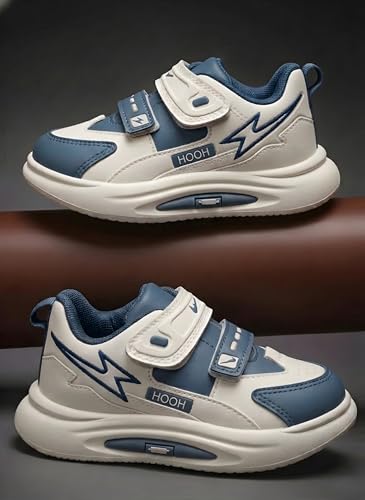 Image of HOOH Kids Athletic Sneakers with Double Hook and Loop Straps Lightweight Shoes with Aesthetic Design for Baby Boys and Girls for Age 12 Months to 9 Years