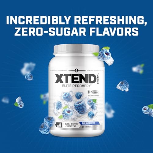 Image of Xtend Original BCAA Powder, 7g BCAAs and 2.5g L-Glutamine for Muscle Recovery Hydration and Lean Muscle, Sugar Free Intra and Post Workout Drink with Electrolytes, Blue Raspberry Ice, 90 Servings