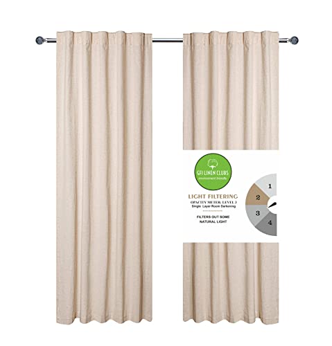 Curtain 2 Panel Set -50X84 Natural Curtains,Linen Flax Tab Top Curtains,Farmhouse Cotton Curtains, Reverse Window Panels, Curtain Drapes Panels, Bedroom Curtains, Natural-Curtain Set Of 2 #TOP3