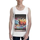 fjwslch graffiti hip hop canotta da uomo regular fit undershirt camicie senza maniche quick dry gym shirt summer tee, bianco, 3xl