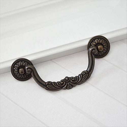 Lbfeel 3.75" 5" Vintage Dresser Drawer Pull Handles Antique Brass Rustic Kitchen Cabinet Handle Pull Drop Bail Decorative 96Mm 128Mm (3.75" 96Mm) #TOP2