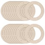 TONIXY 20 Stück Holzkranzrahmen zum Basteln, kreisförmige Holzformen mit Löchern zum Aufhängen von Dekorationen, DIY, Hochzeit, Urlaub, Partyzubehör, natürliches Finish (25 cm)