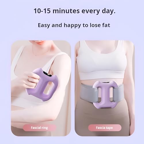 Image of Electric Belly Fat Burner Belt with Handheld Fascia Ring - Wearable Vibration Body Shaper with Heat, Adjustable Strap, Digital Display & USB Charging for Waist, Abdomen, Back Fitness Use