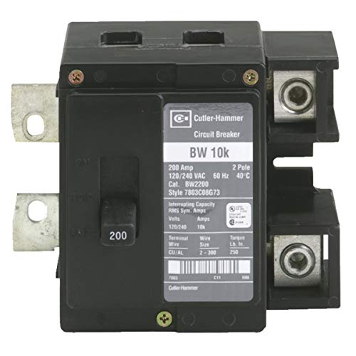 Cutler Hammer BW2200 Main Circuit Breaker BR Type, 200A, 2 Pole, 120/240VAC