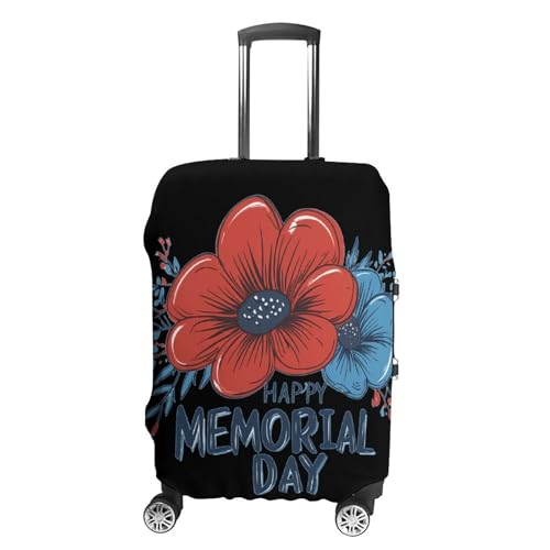 Memorial Day Red Blue Flower Luggage Covers Washable Travel Suitcase Cover Elastic Baggage Protector