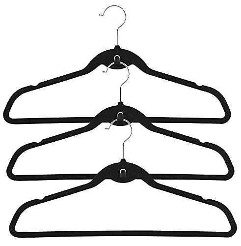 Yaheetech Cascading Non Slip Velvet Hangers - Heavy Duty - Suit Hangers Space Saving Clothes Hangers 360° Swivel Hook, Black - Pack Of 100 #TOP2