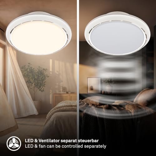 BRILONER - Plafond ventilator LED met verlichting, afstandsbediening, 6 snelheden, CCT en dimbaar licht, plafondlamp ventilator voor slaapkamer, plafondlamp woonkamer, 44 x 17,5 cm, wit
