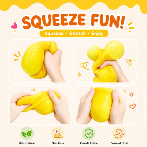 Cheese Cube Squishy Fidget Toy, 7cm Soft Squeeze Sensory Stress Relief Gift,Super Stretchy Squishy Sensory Toy, Anxiety & Stress Relief Squeeze Ball for Teens Adults, Desk Decor Party Favor - Image 3