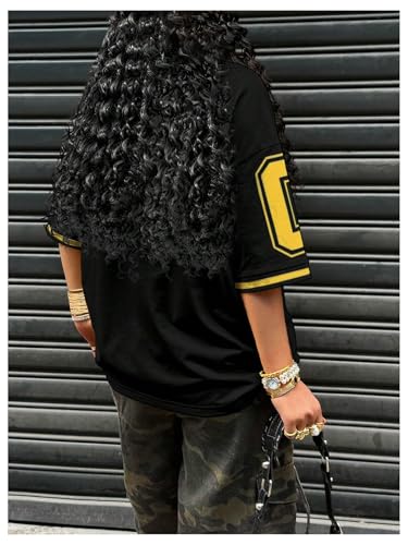 SOLY HUX Jersey Shirts for Women Number Graphic Print V Neck Baggy Tees Hip Hop Streetwear2