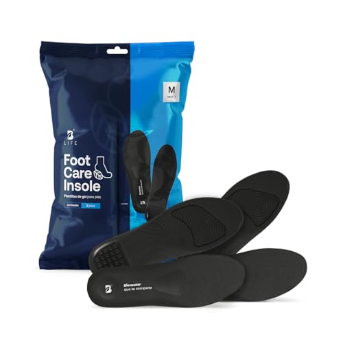 B Life Company 2 Pares de Plantillas de Gel Unisex y Recortables, Plantillas Auxiliares en Reducir Fatiga, Almohadilla para Pies Adaptable a Cualquier Zapato. Foot Care Insole (M)