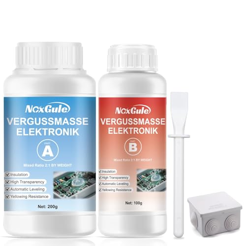 NoxGule Gel Aislante Electrico, Gel Hermético Eléctrico, Cinta Aislante Liquida, Impermeable Sellado, con Caja de Conexiones, Relación de Mezcla 2:1, Adecuado para Placas de Circuito Impreso, 300g