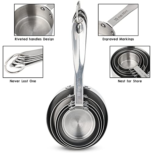 Nstezrne Measuring Cups And Spoons Set, 18/8 Stainless Steel Measuring Cups And Spoons Set Of 12, Metal Measuring Cups Set, 5 Dry Measuring Cup Set And 6 Measuring Spoons Set With Leveler For Kitchen #TOP4