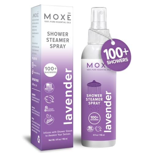 MOXĒ Lavender Shower Steamer Spray for Relaxation &amp; Tension Relief, 4oz
