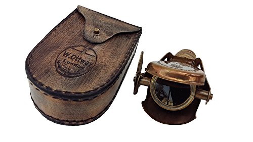 US HANDICRAFTS 3" Pocket MONOCULAR - Brass Spyglass Telescope with Leather Case….