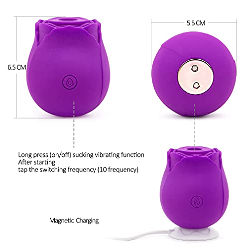 Vibrador Silicone vibradoris feminino, Vibrador Flor Rosa Ponta Dupla Função Sugador e Aquecimento G