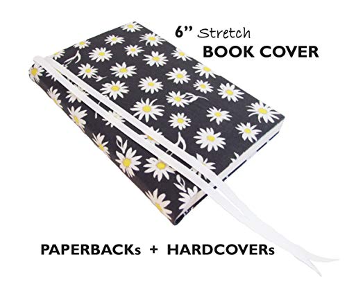 6 Inch Trade Size Small Paperback Book Cover For Adults In Daisies Stretch Fabric, Floral Paperback Book Sleeve For Paperback And Hardcover Novels 6 X 9 To 5.5 X 8.5 #TOP2