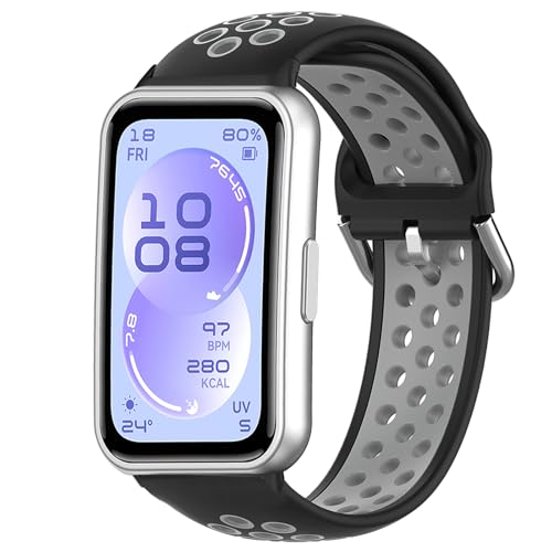 �݊��� For HUAWEI Band 11 Pro/HUAWEI Band 11 Aluminum ��p�o���h �V���R���� ���� ���X�g�o���h ���F�I�� �ʋC�� �h�� �X�|�[�c �x���g �֗� �ȒP���t�� (�u���b�N+�O���[)