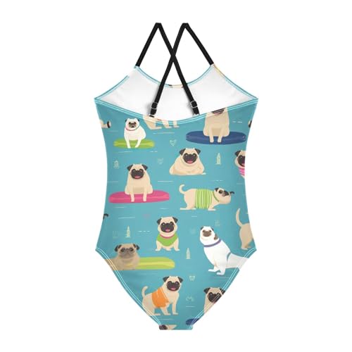Toddler Funny Yoga Pug Dog One Piece Swimsuits for Girls 3T 202b29032