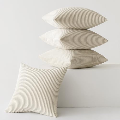 Slozzi 4er Set Kordsamt Kissenbezug Kissenbezüge Kissenhülle Sofakissen Dekokissenbezug Couchkissen Weich für Sofa Schlafzimmer Wohnzimmer Büro