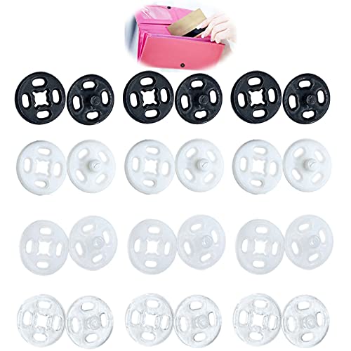 Bouton pression invisible 120 Set Boutons Pressions Plastique Boutons Pression à Coudre Pression Plastique Transparent et Noir Boutons de Chemise à Coudre pour Bouton Vêtements pour Les Chemises Cover