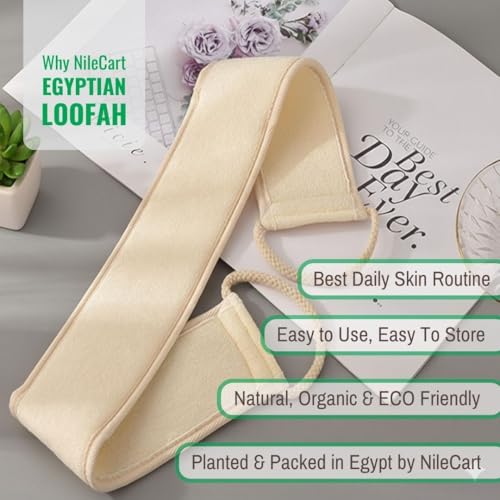 NileCart Back Loofah for Shower - Natural Loofah Back Scrubbers for Shower from Egyptian Loofah for Women & Men - Egyptian Loofah Sponge Back exfoliator. A Natural exfoliating Back Scrubber — view 4