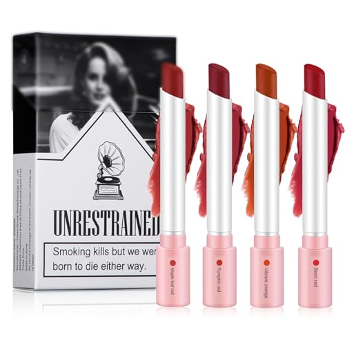 Juego de pintalabios – Pintalabios rojo mate de terciopelo altamente pigmentado – Larga duración, no pegajoso, sedoso y liso, brillo de labios mate para mujeres y niñas maquillaje