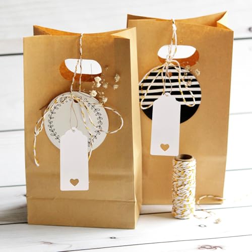 200 Stück Geschenkanhänger & Etiketten,Weiß Kraftpapier Anhänger Etiketten Craft Tags 4x9cm mit Naturjuteschnur 40M, Anhänger für Hochzeitsdekoration,Weihnachten,Geschenkverpackung,DIY-Projekte