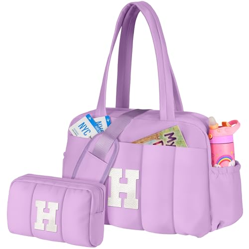 Vogewood Gift Idea for Women-Initial Gym Duffle Bag, Carry On Bag for Women