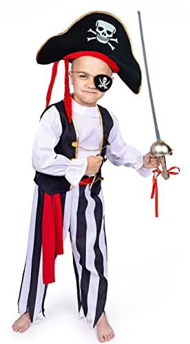 Dress Up America Pirate Costume For Boys - Kids Pirate Costume Set - Dress-Up Set Includes A Top, Pants, Eyepatch, And More #TOP3