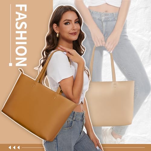 Image of KALIDI Tote Bag Zipper Shoulder Bag Faux Leather Purses Satchel for Women Casual Handbag Work Dating College