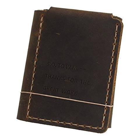 CHAO RAN The Secret Life of Walter Mitty Handmade Genuine Leather Men's Bifold Wallet (BROWN) Cover