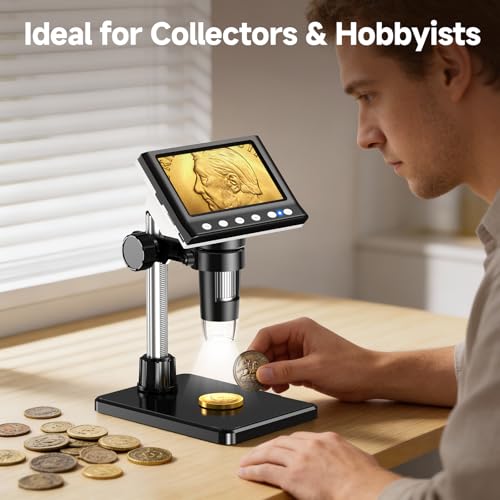 Leipan 4.3" Coin Microscope Digital Microscope for Collectors 1980P HD Error Coin Magnifier with 8 LED Lights, Compatible with Windows/Mac by Leipan - Image 2