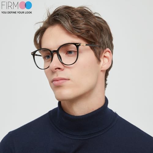 Image of Firmoo Oversize Blue Light Glasses, Unisex Chic Large Round Computer Reading Glasses Reader Anti Glare Anti Eyestrain (Pattern 0.0x)