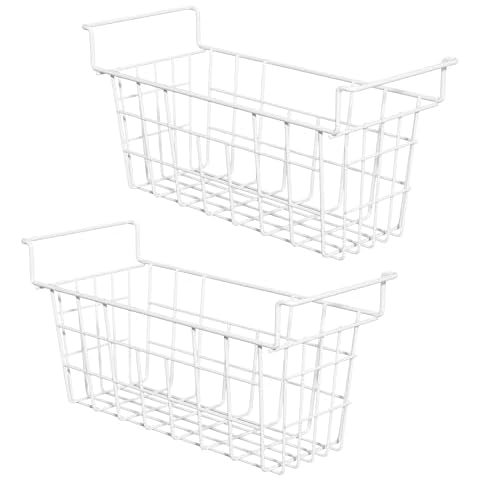 LOCVCDA 17.5" Freezer Baskets for Chest Freezer, Chest Freezer Organizer with Handle, Metal Wire Fridge Organizer Bins Deep Freezer Organizer Bin Cover