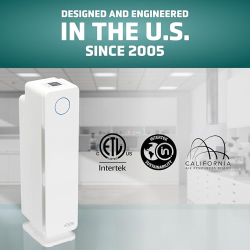 GermGuardian Air Purifier for Home with HEPA Pure Filter, for Wildfire Smoke, Pet Dander, Pollen, Odors, Large Rooms Up To 870 Sq. Ft., Removes 99.97% Pollutants, UV-C Light, 28\", AC5350W, White - Thumbnail 7