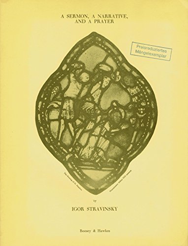 A Sermon, a Narrative, and a Prayer: Cantata. soloists (AT), mixed choir (SATB), speaker and orchestra. Réduction pour piano.