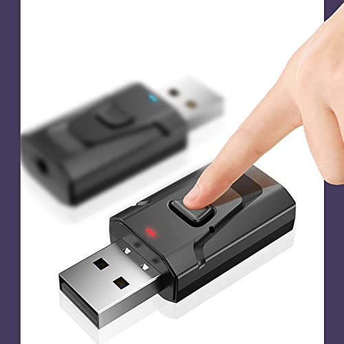 Baugger USB BT5.0 Receptor transmissor de áudio 2 em 1 Adaptador de áudio BT com porta AUX para casa