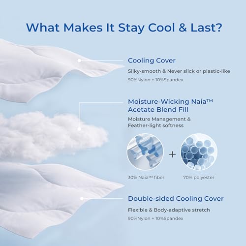 Image of EGOHOME Pure Cooling Comforter Twin, Cooling Blanket for Hot Sleepers, SGS-Tested Q-Max >0.45 with Naia Acetate Fill, Breathable Lightweight All-Season Bedding for Night Sweats, 68 inchx90 inch, Gray | SGS Certified, 68 inchx90 inch Twin Size, Naia Acetate Moisture-Wicking Fill, Night Sweats Relief, Lightweight All-Season Bedding
